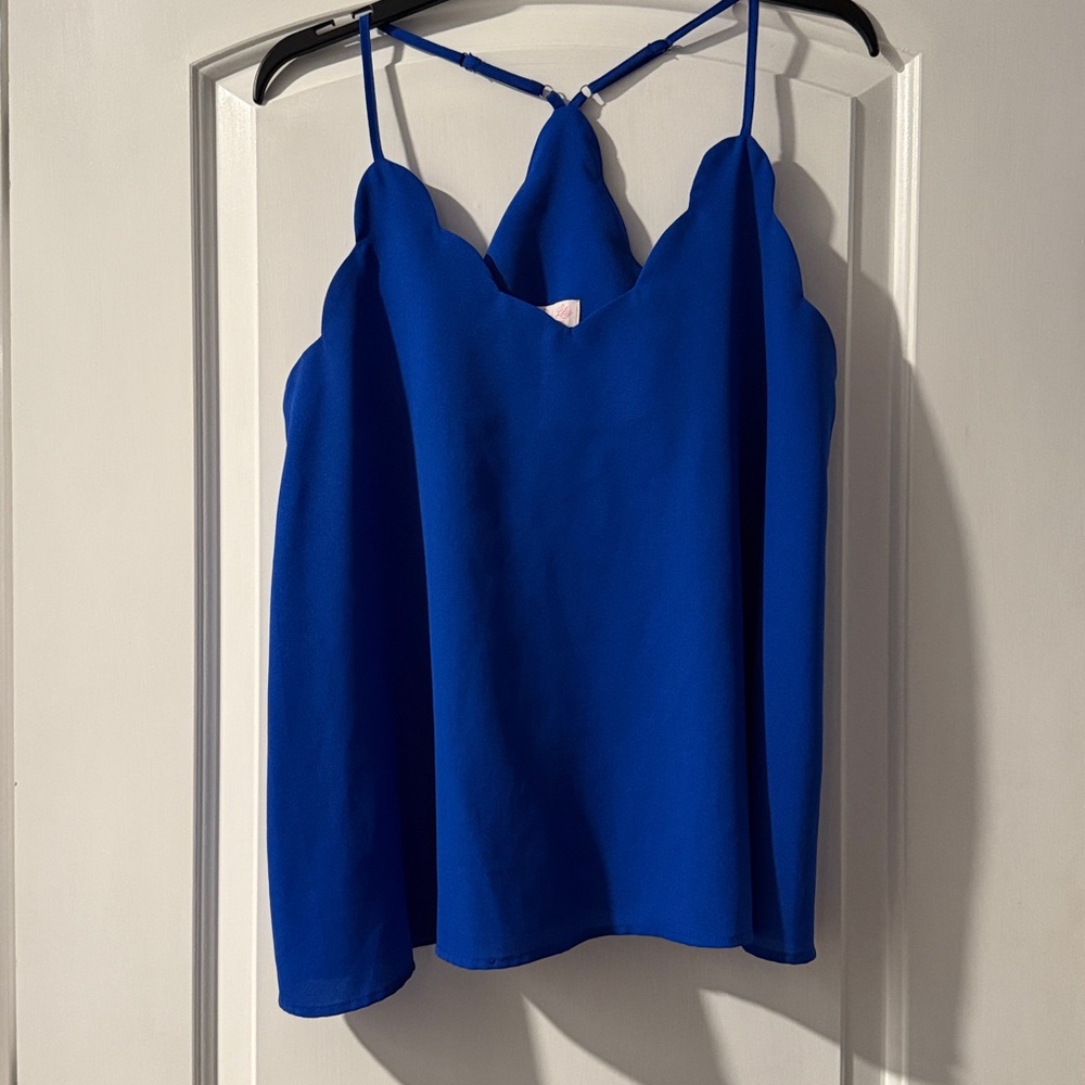 Pink Lily Cobalt Blue V-Neck Blouse